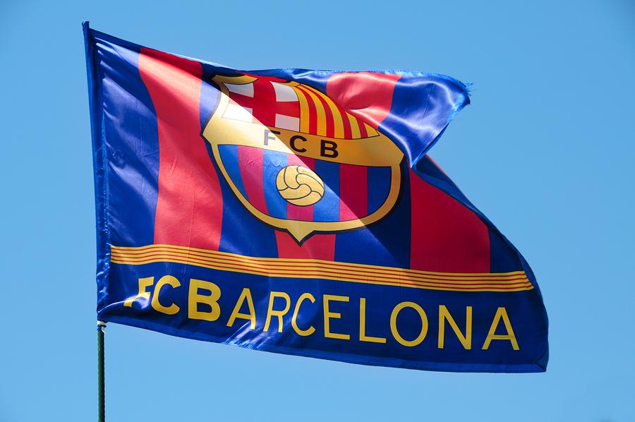 Fc Barcelona Flag Waving On The Wind