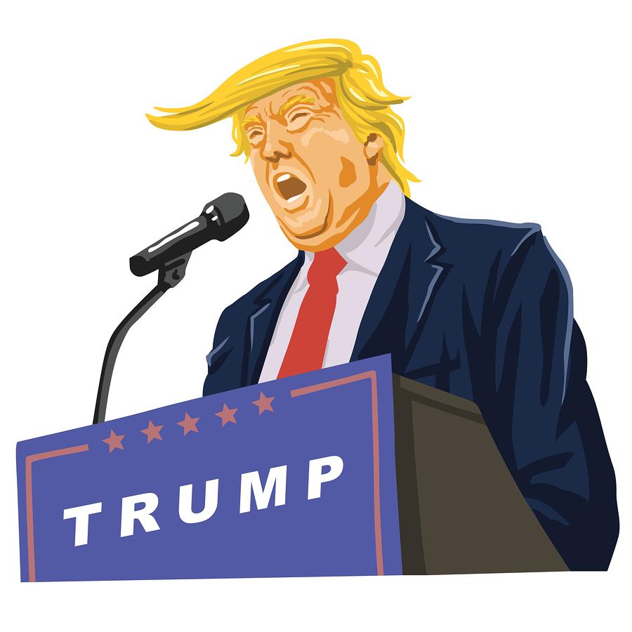 Donald Trump Giving A Speech Vector Caricature