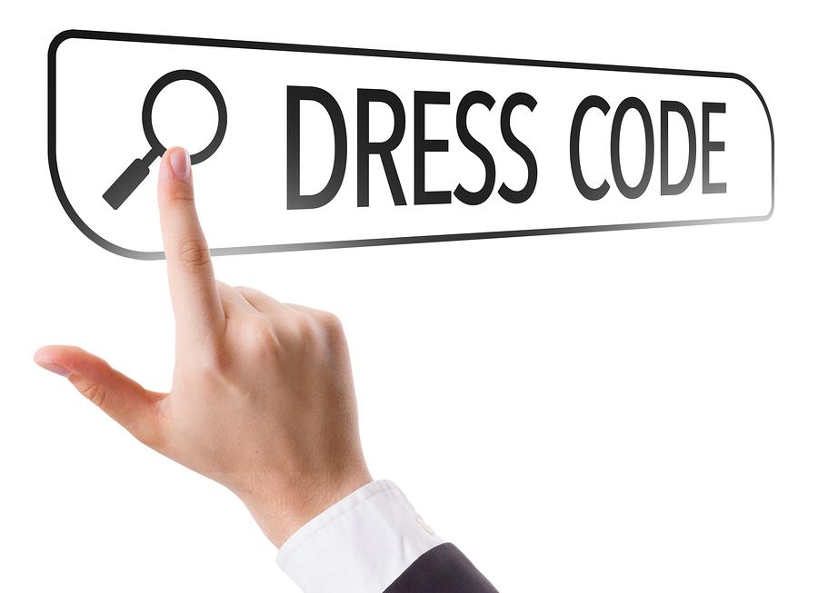 Dress Code written in search bar on virtual screen