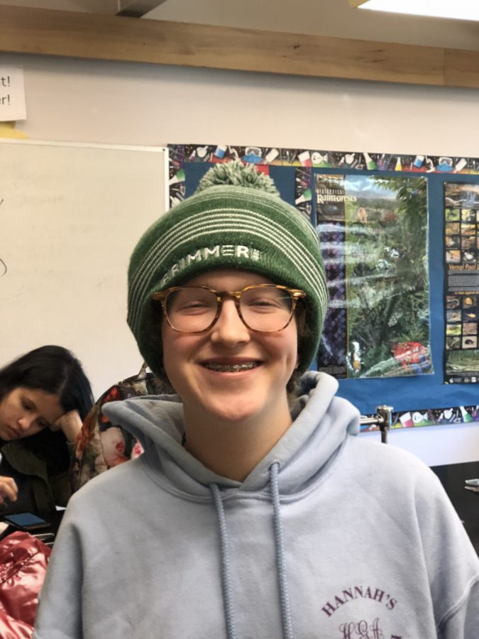 Cara Rittner 19 shows off her school spirit with her Brimmer beanie. Photo by Abigail Mynahan 19. 