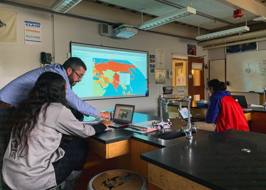 Matt Gallon demonstrates how to use ArcGis software in Geographic Informational Sciences Class.
