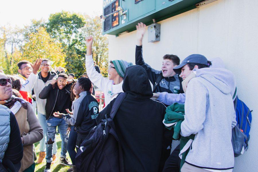 Brimmer students celebrate as the Girls’ Soccer scores a goal to tie the game.