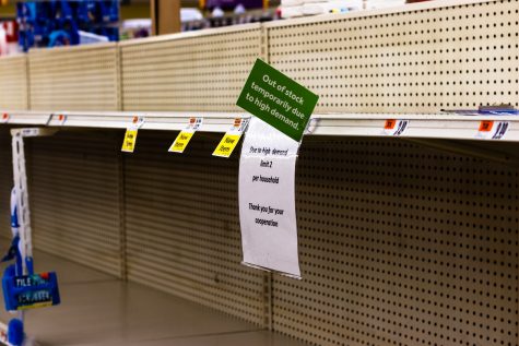 In March 2020, customers cleared grocery store shelves as the pandemics supply chain crisis escalated. 