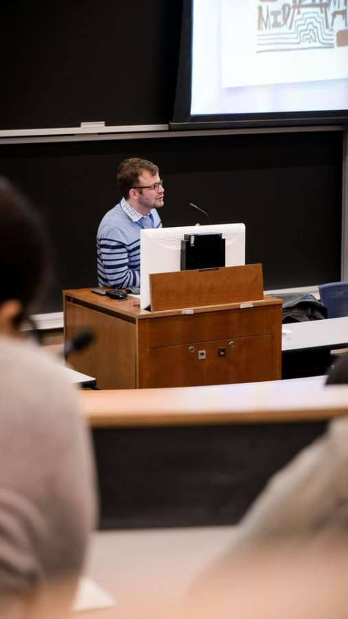 David Cutler presents about the lack of private school journalism at the 2019 Columbia Scholastic Press Association. Photo courtesy of The Feather Online. 