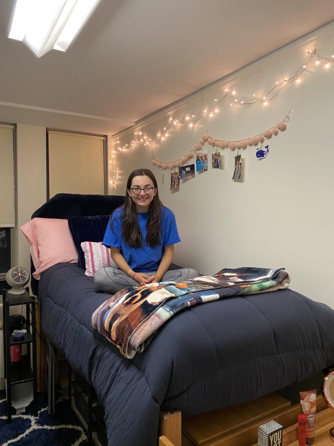 Carolina Champa 20 shows off her dorm room at Conn.