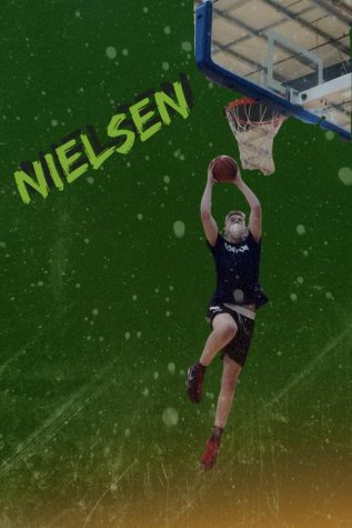 Nielsen dunks at a Mass Rivals game. Illustration by Jackson Ostrowski 23.