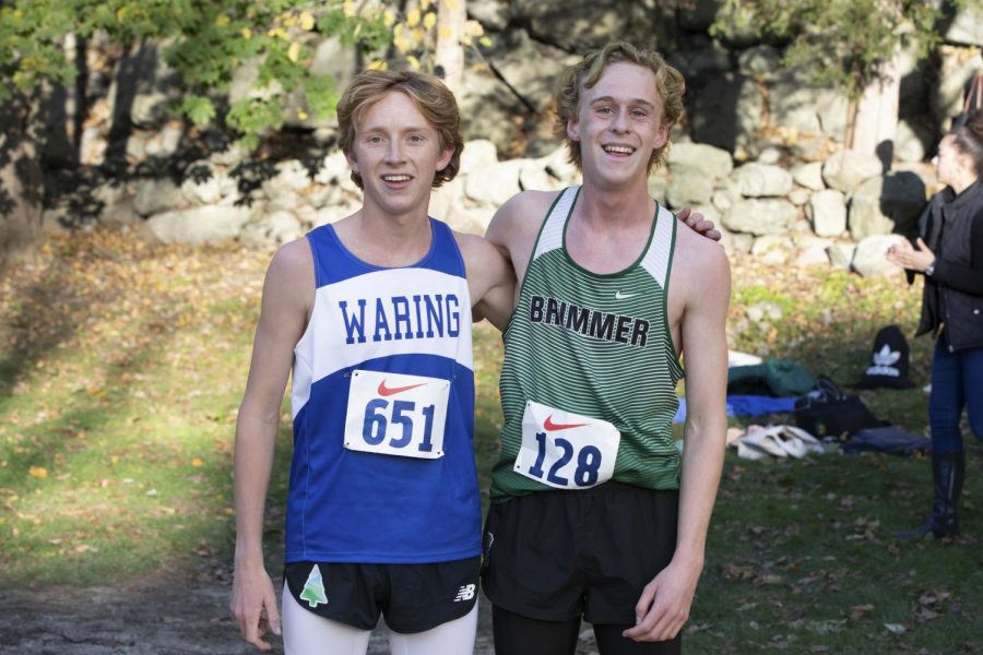 Brian Gamble 23 poses with Warings Ethan Wood, who crossed the finish second in 16:24.