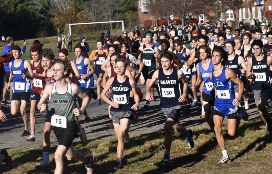 Brian Gamble 23 leads the pack at the Division IV NEPSTA race.