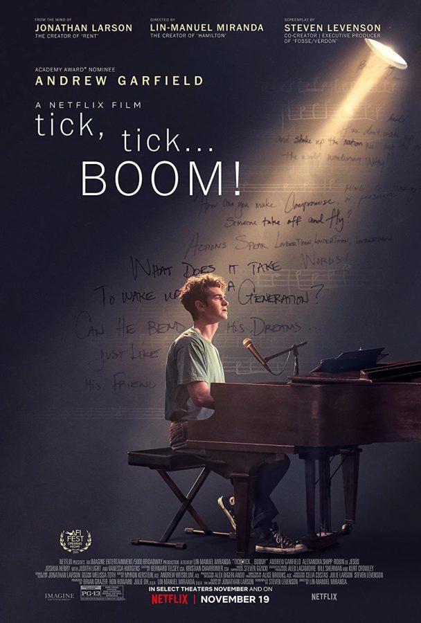 Tick+Tick%E2%80%A6BOOM+provides+an+emotional+punch+followed+by+a+hope-filled+encouragement+to+just+take+the+leap+and+create+something+great.+Promotional+poster+courtesy+of+Netflix+Studios.