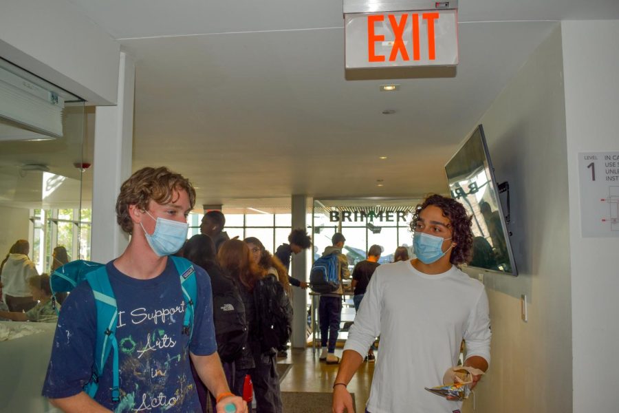 Zak Adler '23, who recently recovered from COVID-19, returns to school with a mask on. Masks are more a common sight in the hallways this week.