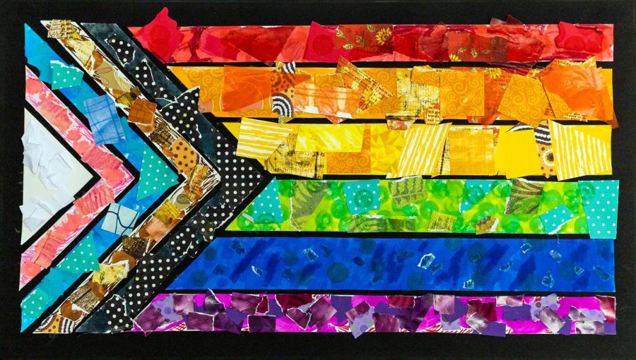 Lower School students created a pride flag collage for Pride Month this year. 