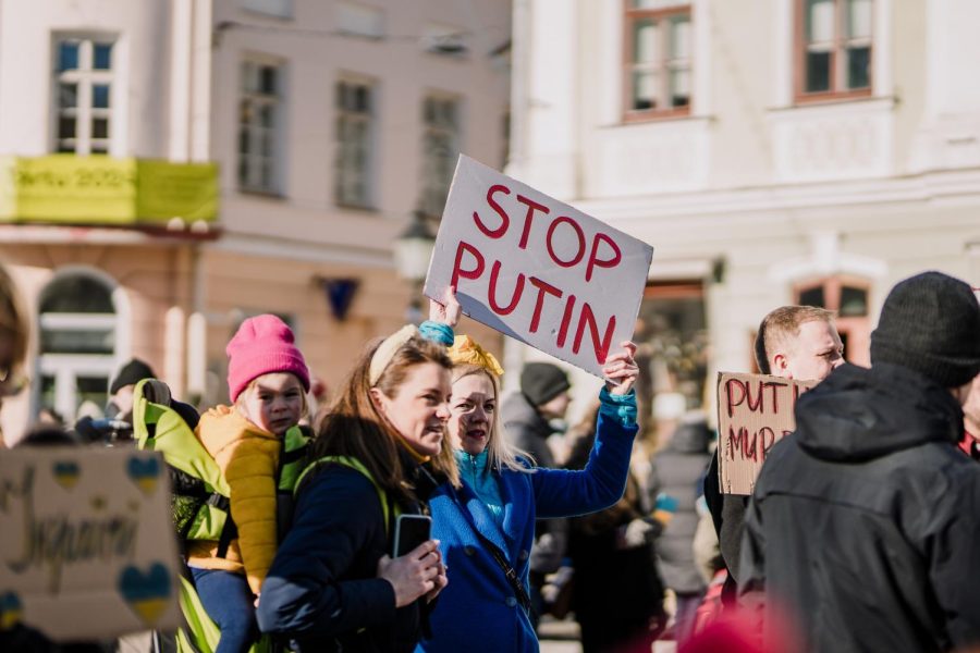 Protests across Europe, including this one in Estonia, have erupted in response to the Russia-Ukraine War. Photo courtesy of Wikimedia Commons.