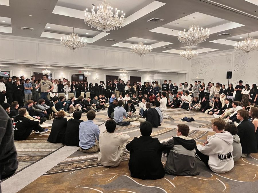 Students gather together at the Delegate Dance, a tradition at YMUN.