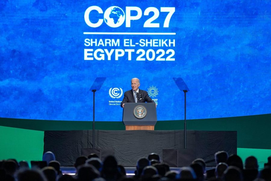 U.S.+President+Joe+Biden+delivers+a+speech+at+COP27+in+Egypt.+Photo+courtesy+of+Wikimedia+Commons.+