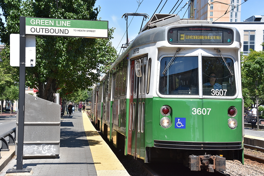 The MBTA passes through the campus of Northeastern University.