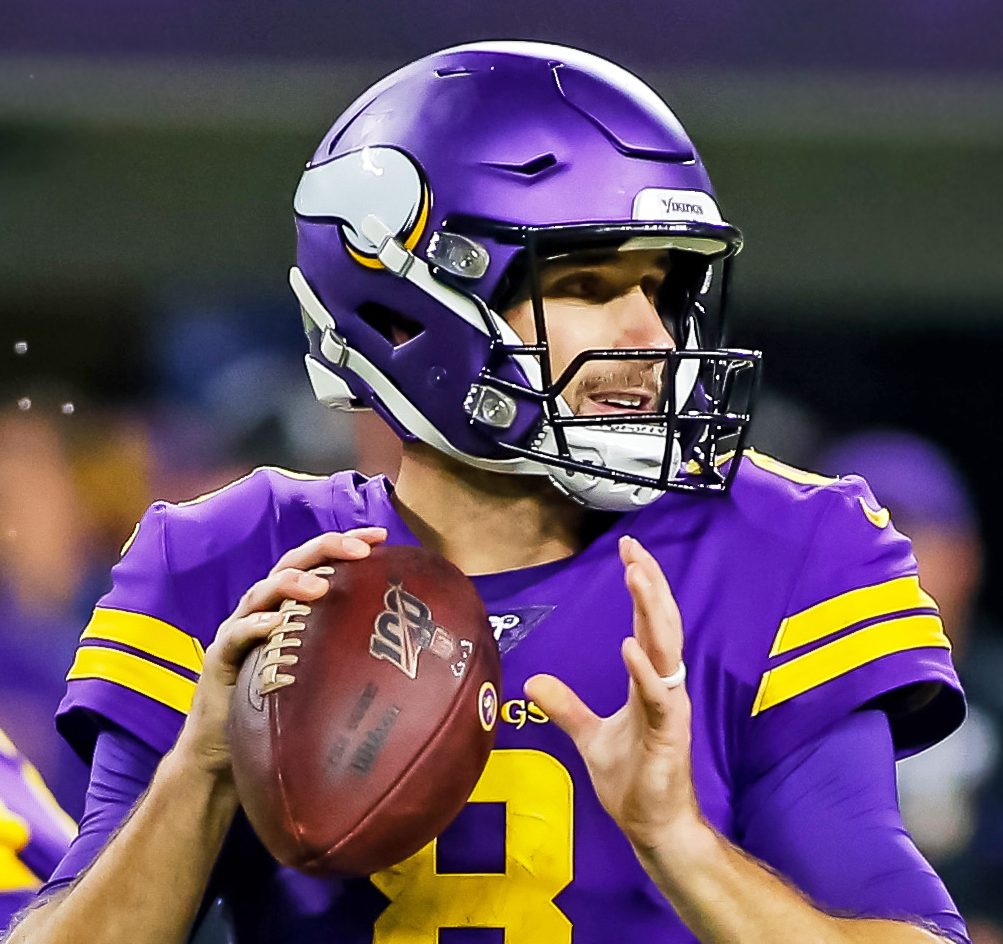 Four-time Pro Bowler Kirk Cousins drops back into the pocket against the Washington Commanders. Cousins tore his Achilles in Week Nine. 