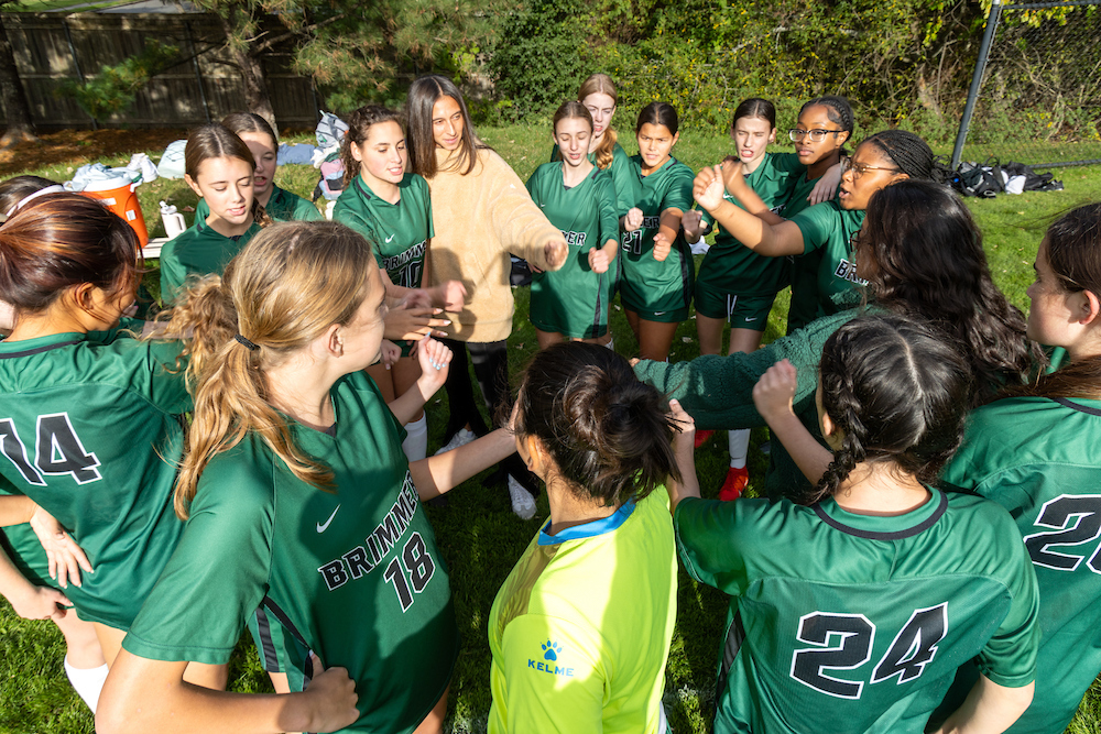 The team gets hyped before a game.