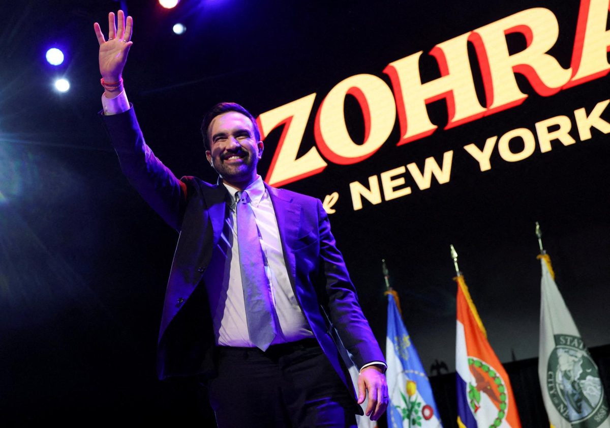 Democratic candidate for New York City mayor Zohran Mamdani waves on stage after winning the New York City Mayoral race, at his election night rally in the Brooklyn borough of New York City, November 4. REUTERS/Shannon Stapleton